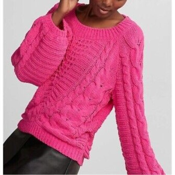 Express Sweaters - Express Bright Pink Balloon Sleeve Sweater Size Large
